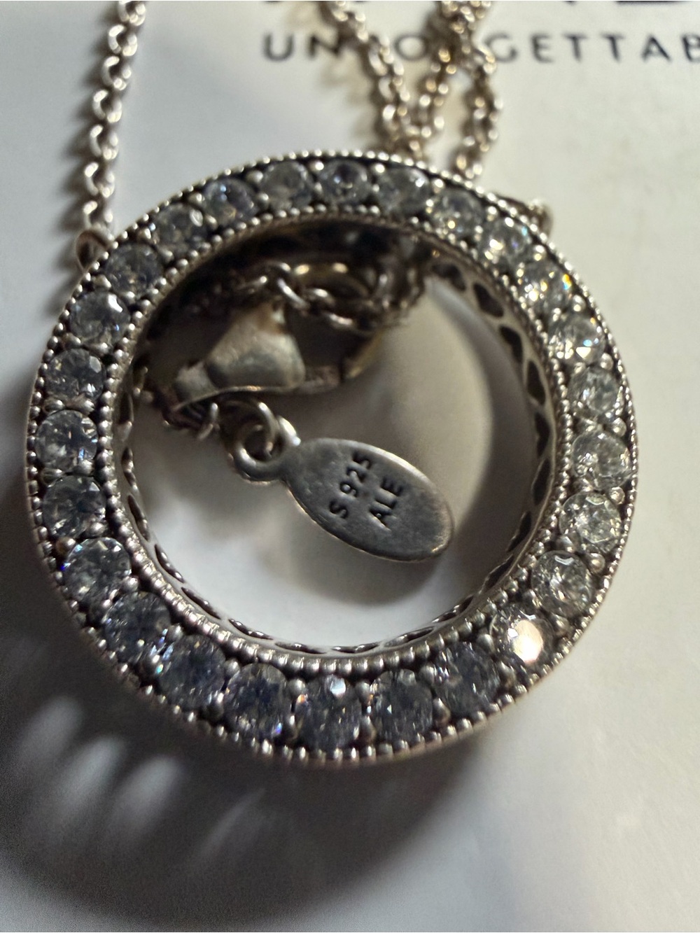 Authentic Pandora Circle of Sparkle CZ Necklace Sikver